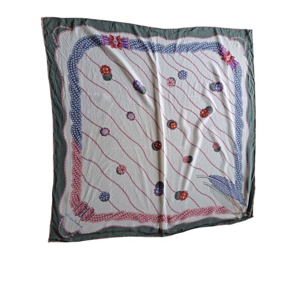 Christian Fischbacher 100% Silk Floral Scarf 33" Square Multicolor Womens - Picture 1 of 8